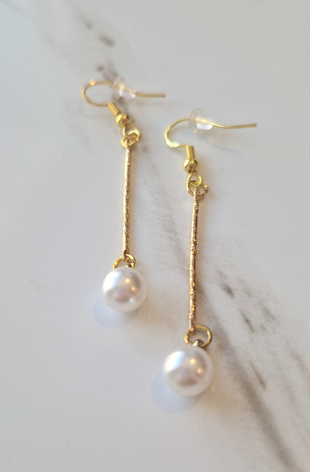 Gold Faux Pearl Drop Earrings