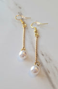 Gold Faux Pearl Drop Earrings