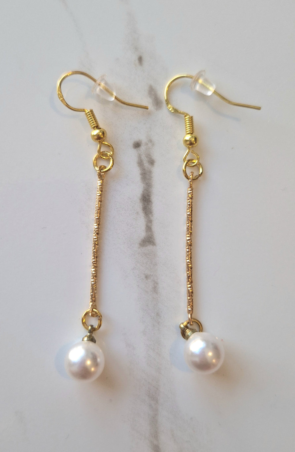 Gold Faux Pearl Drop Earrings