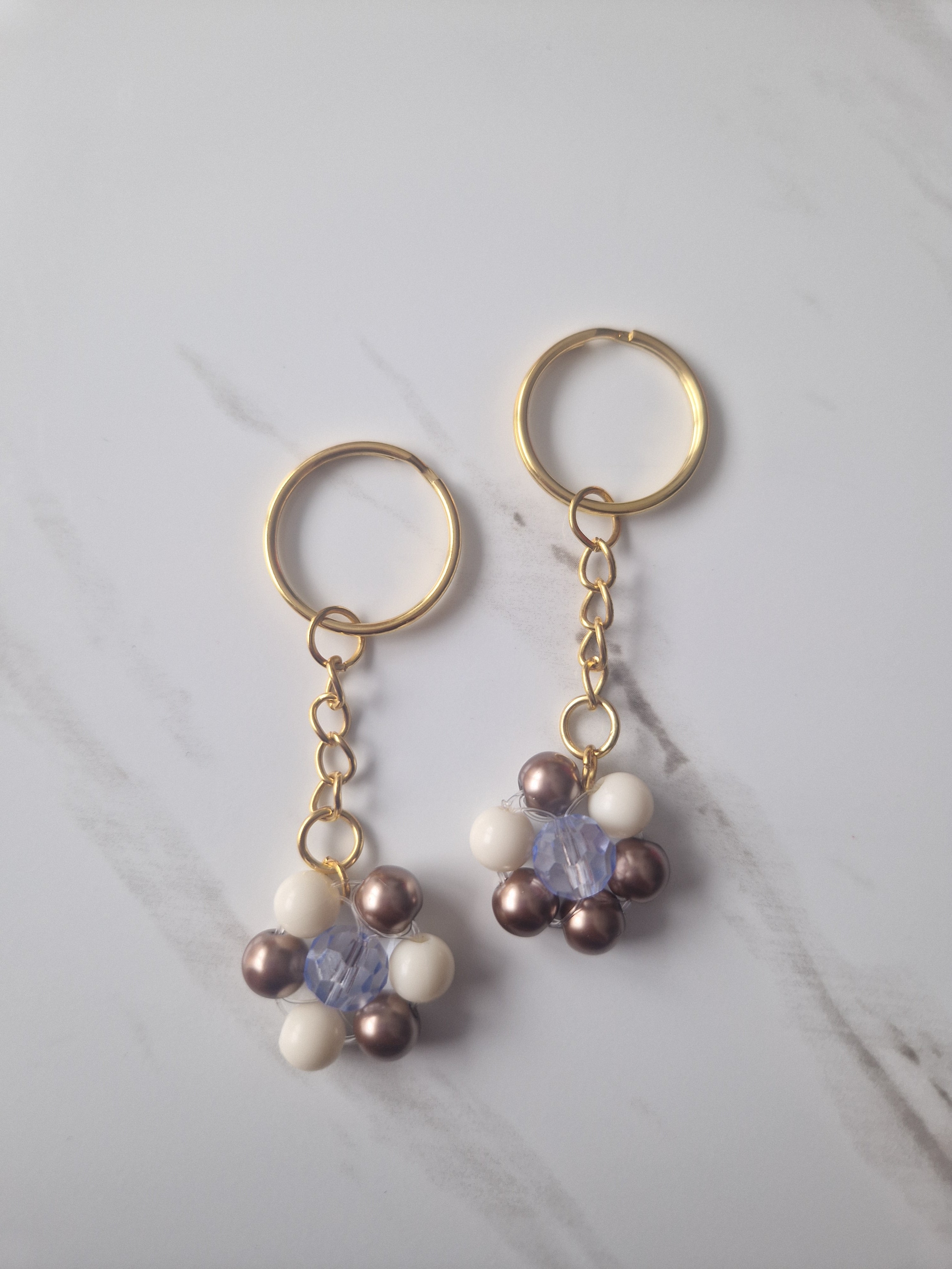 Faux Pearl Beaded Flower Keychains Small