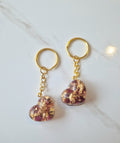Roses And Gold Resin Heart Keychain