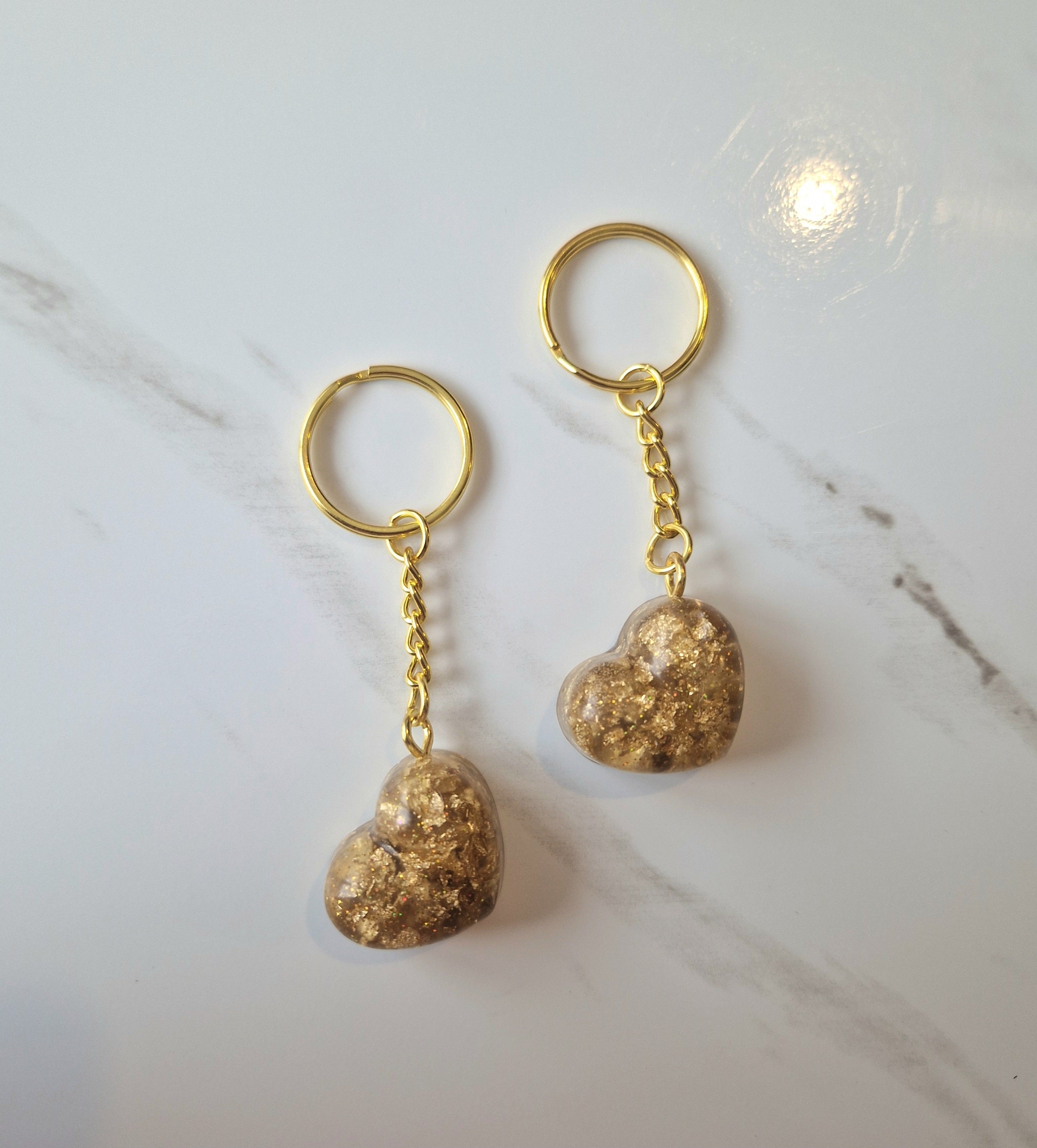 Gold Resin Heart Keychain