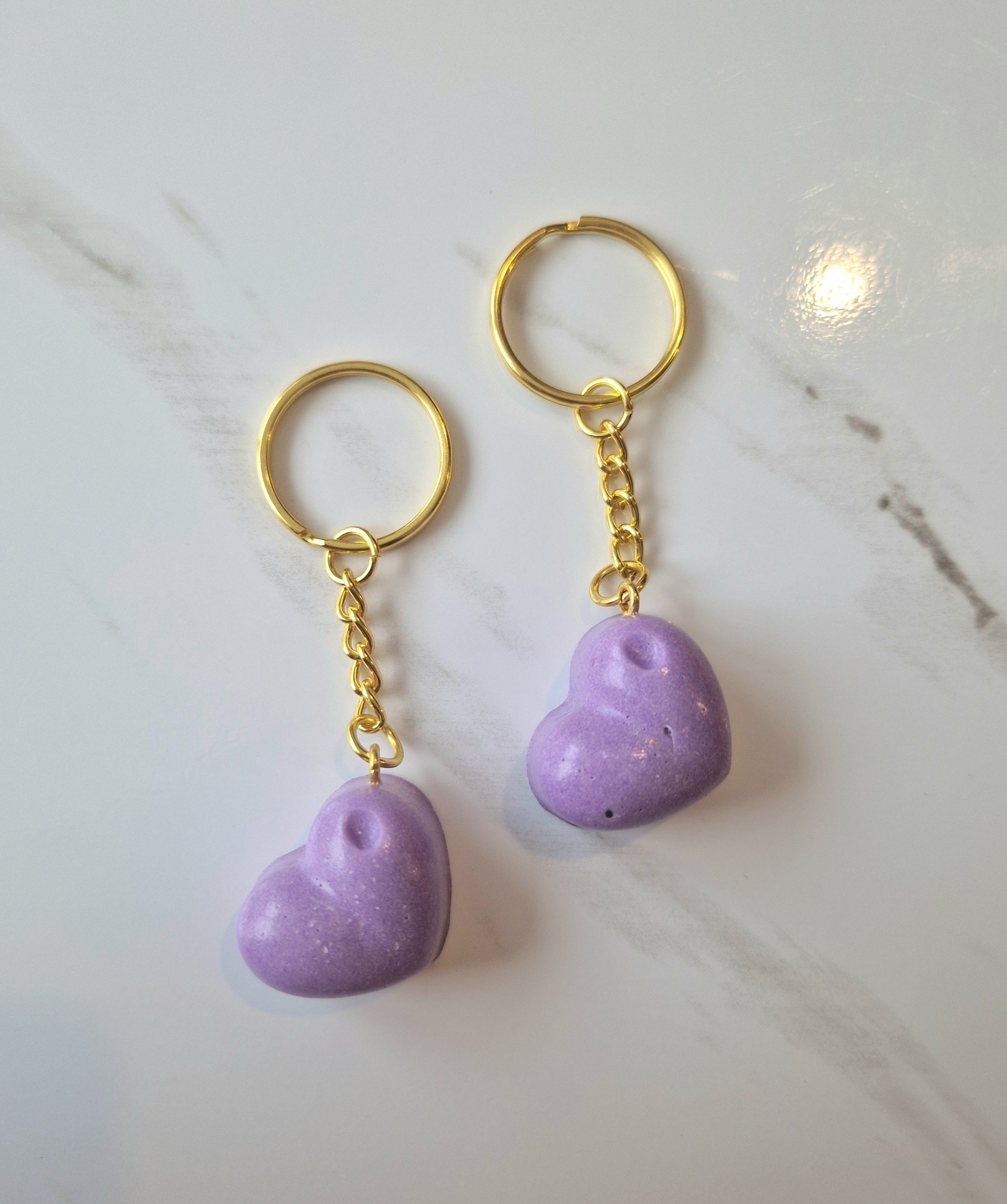 Purple Resin Heart Keychain
