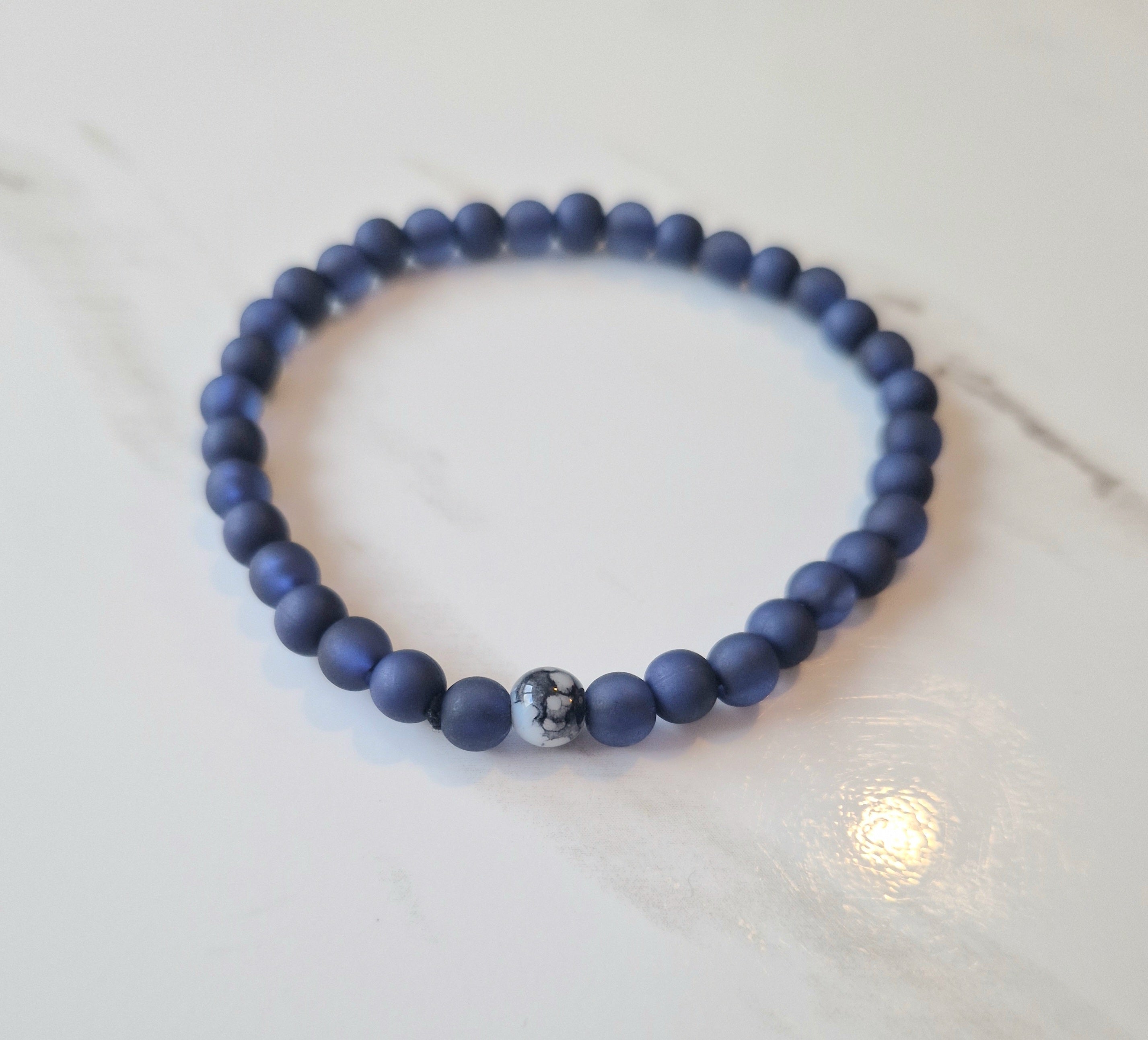 Blue Beaded Simple Bracelet