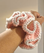 Cute Chunky Crochet Scrunchie Pink and Grey