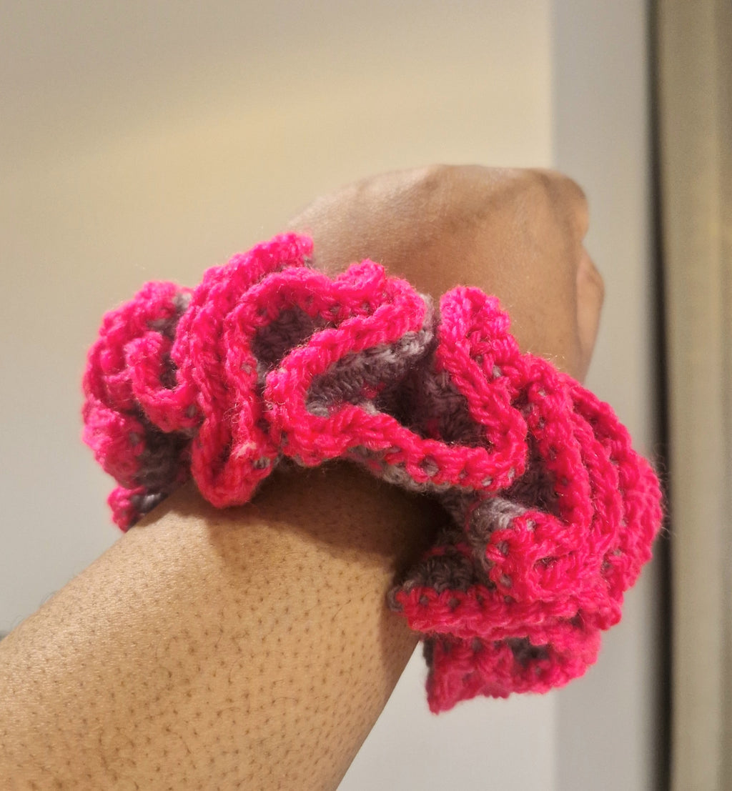 Chunky Crochet Scrunchie Purple And Pink