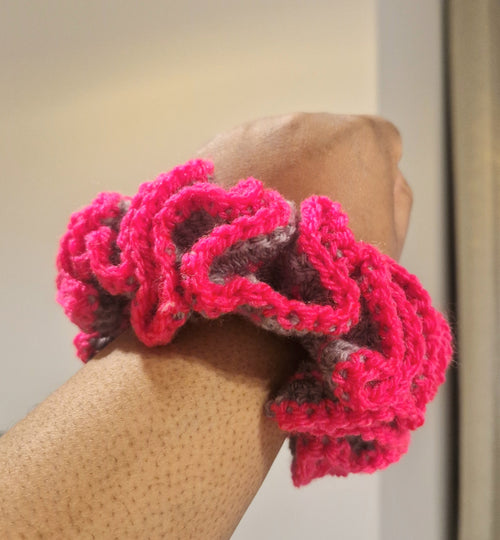Chunky Crochet Scrunchie Purple And Pink