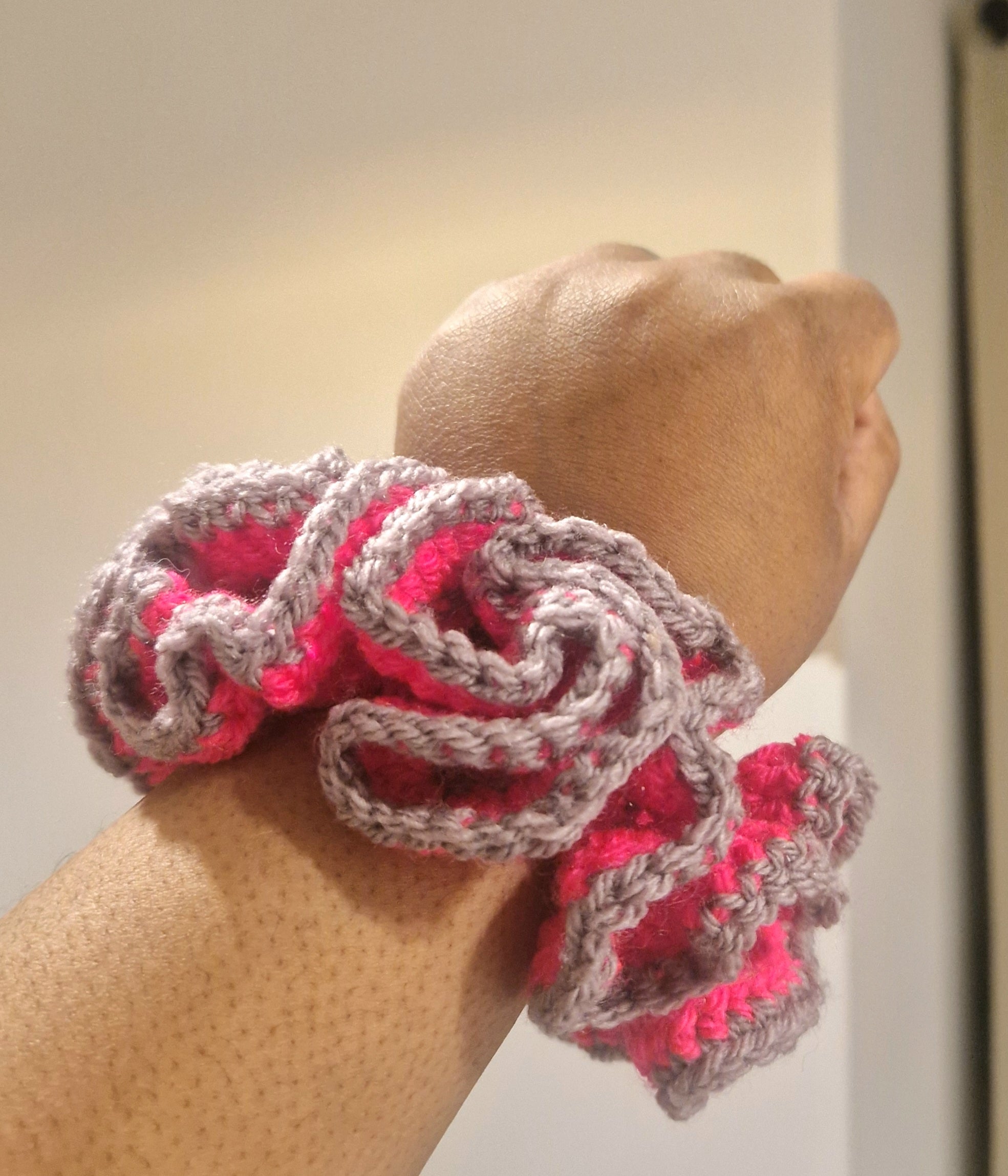 Chunky Crochet Scrunchie Pink and Purple