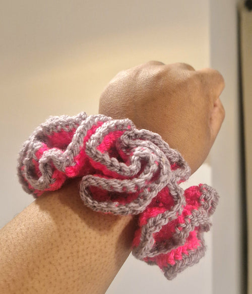 Chunky Crochet Scrunchie Pink and Purple