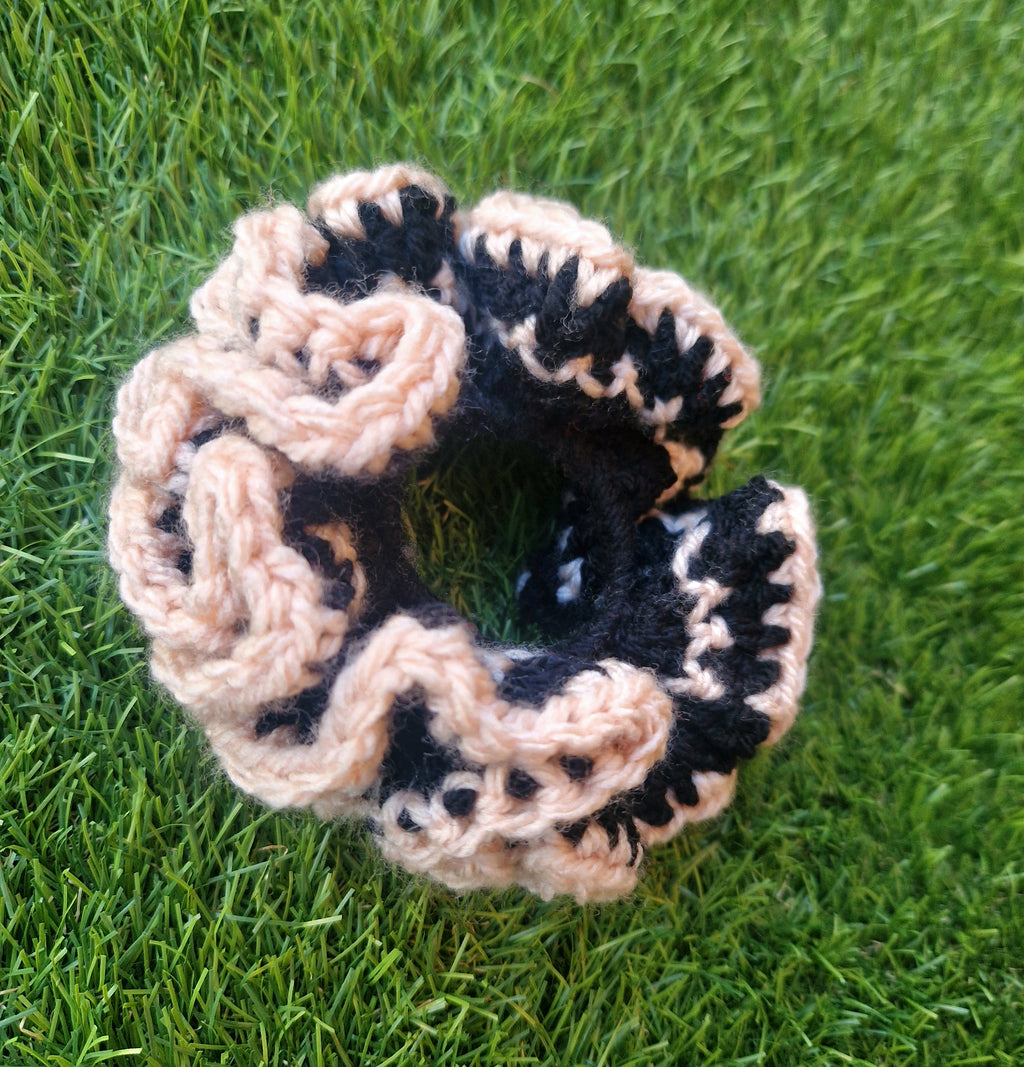 Cute Chunky Crochet Scrunchie Pink And Black