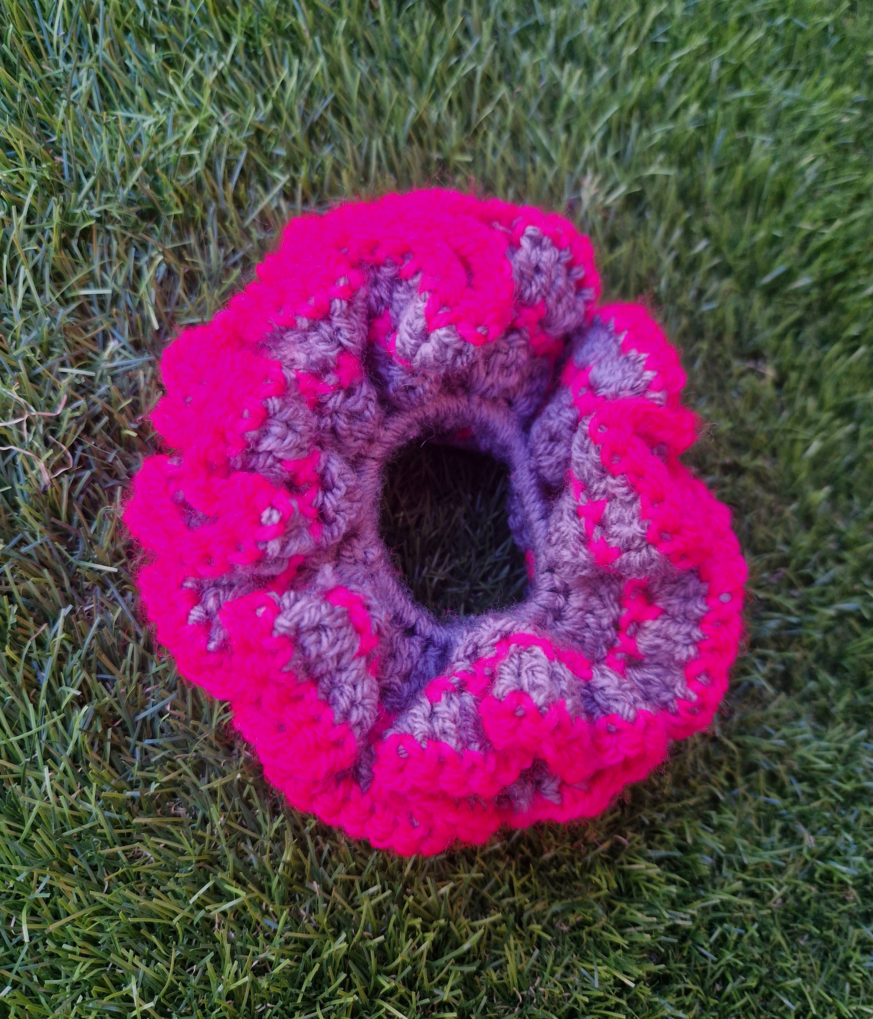 Chunky Crochet Scrunchie Purple And Pink