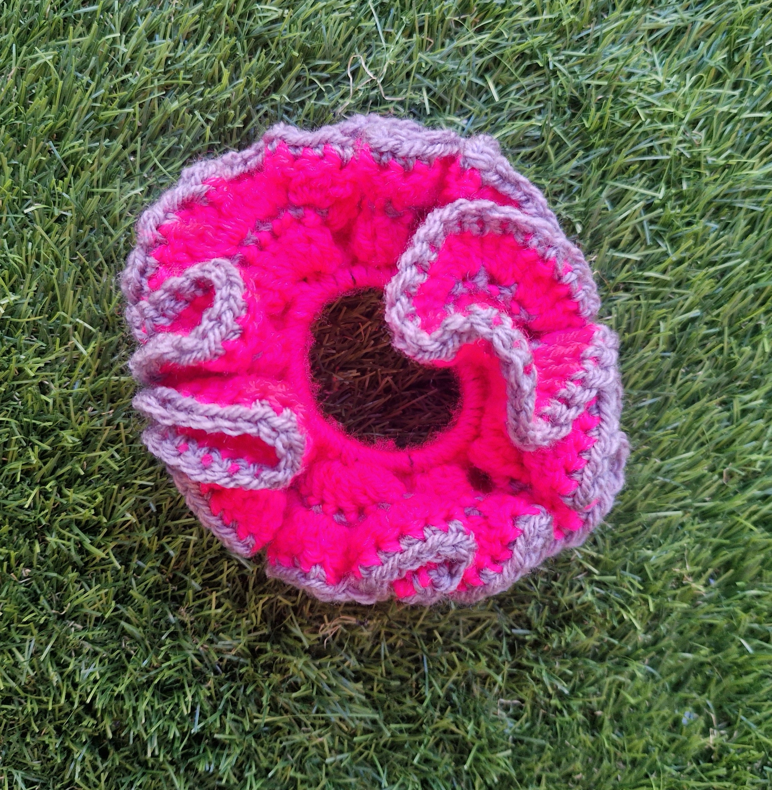 Chunky Crochet Scrunchie Pink and Purple