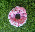 Cute Chunky Crochet Scrunchie Pink and Grey