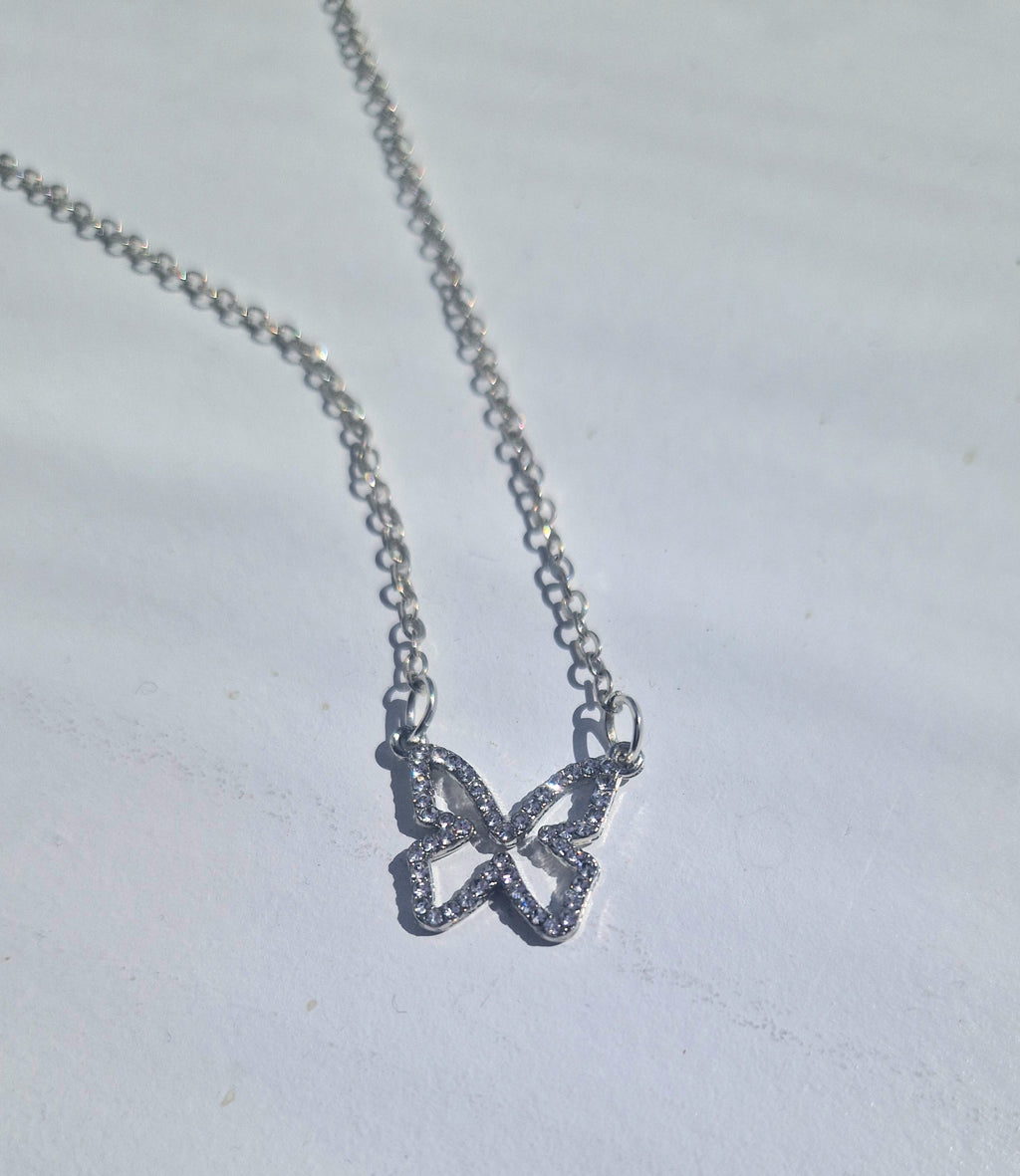 Cute Silver Butterfly Necklace