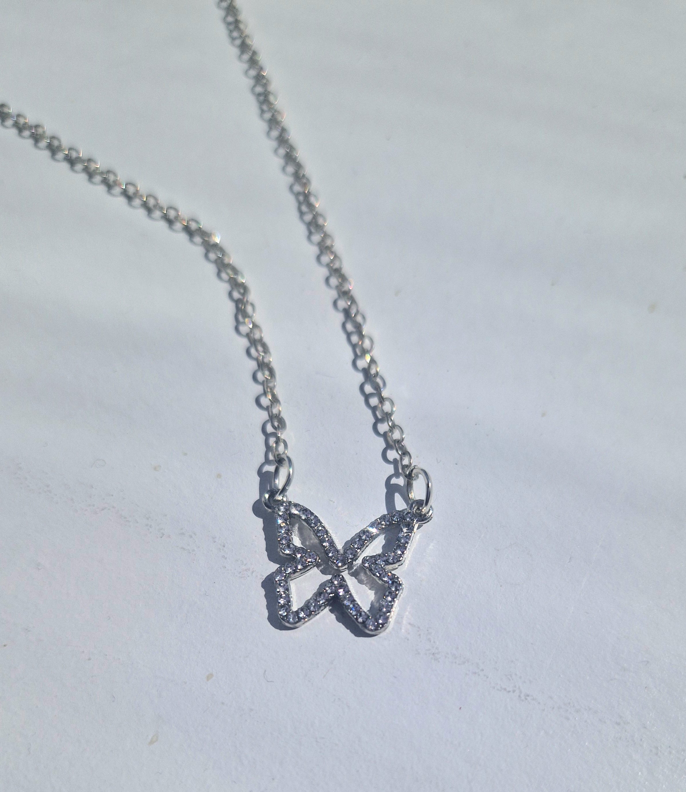 Cute Silver Butterfly Necklace