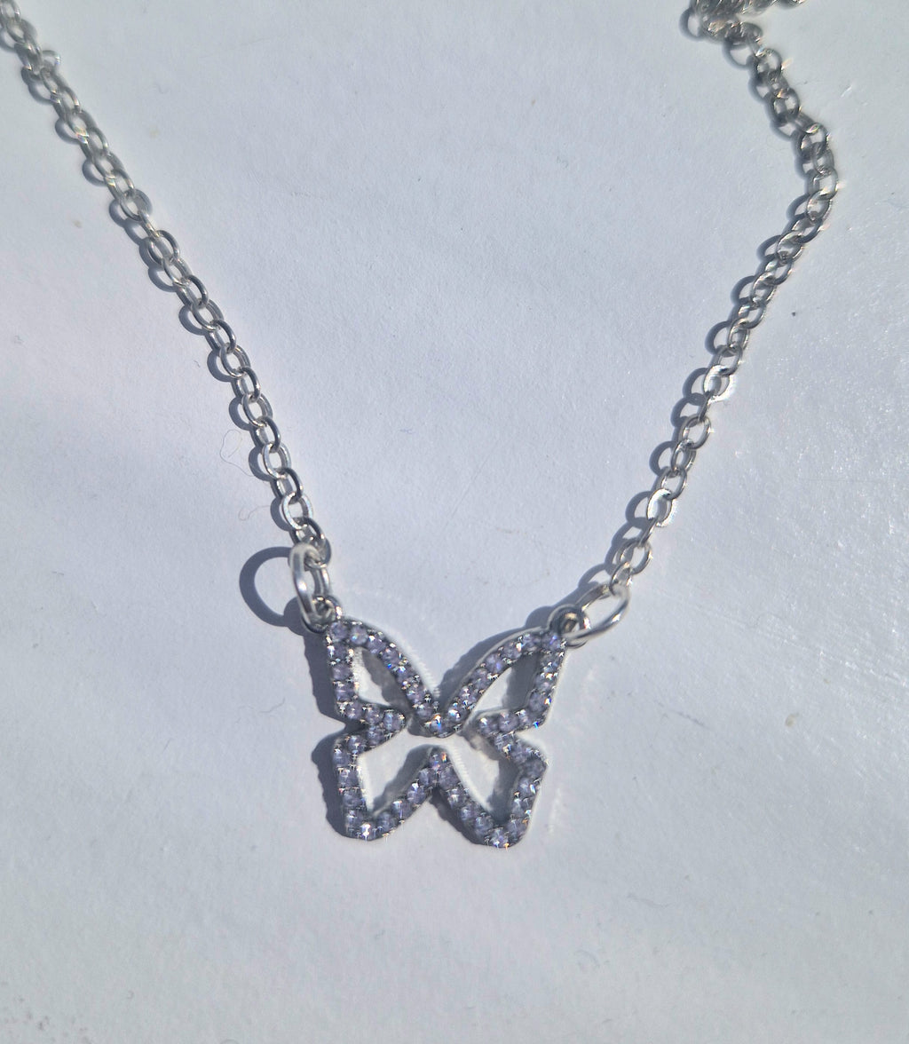 Cute Silver Butterfly Necklace
