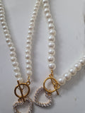 Faux Pearl Necklace With Heart Charm