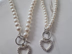 Faux Pearl Necklace With Heart Charm