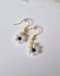 White Floral Beaded Earrings