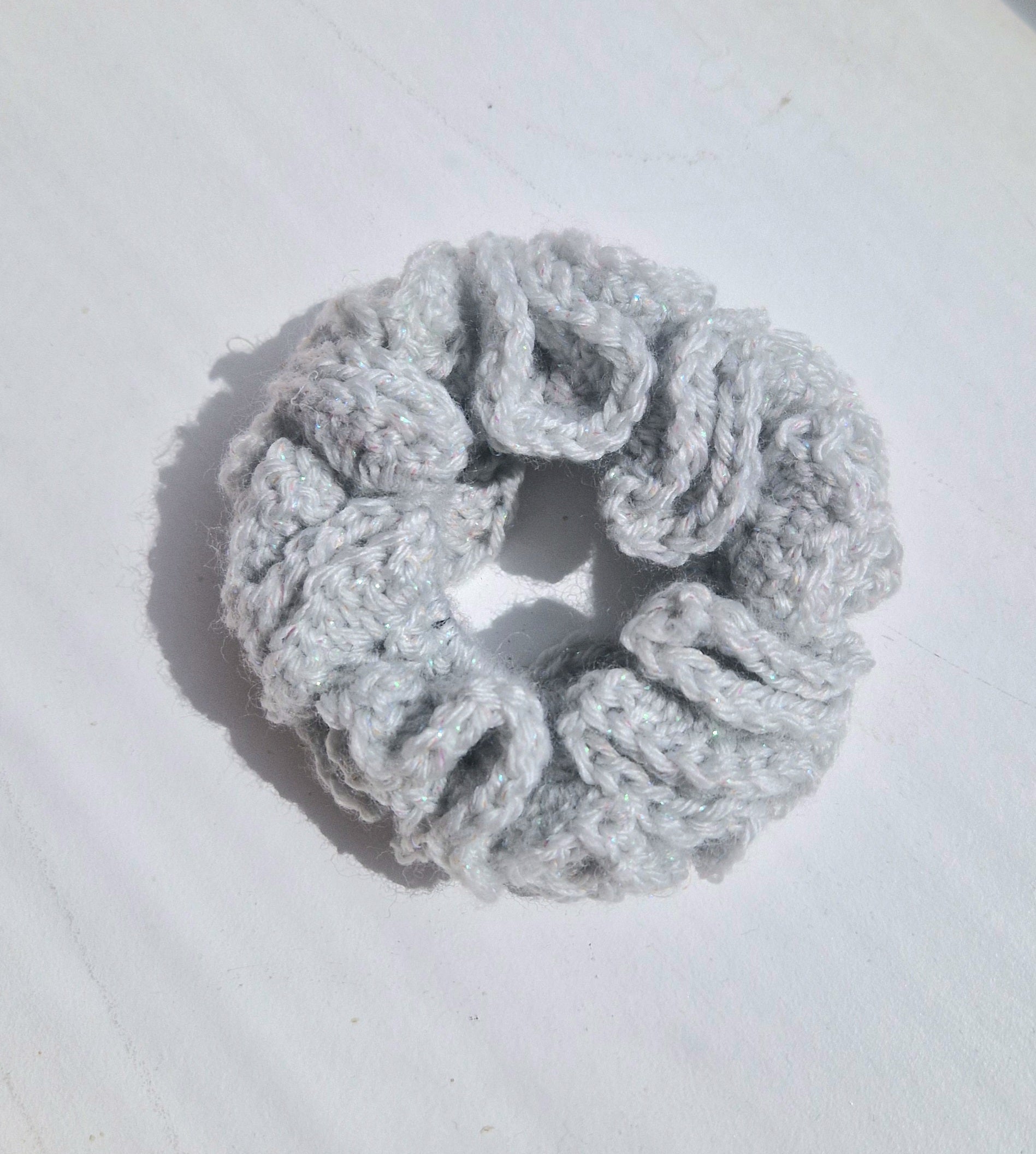 Cute Shiny Grey Chunky Medium Scrunchie