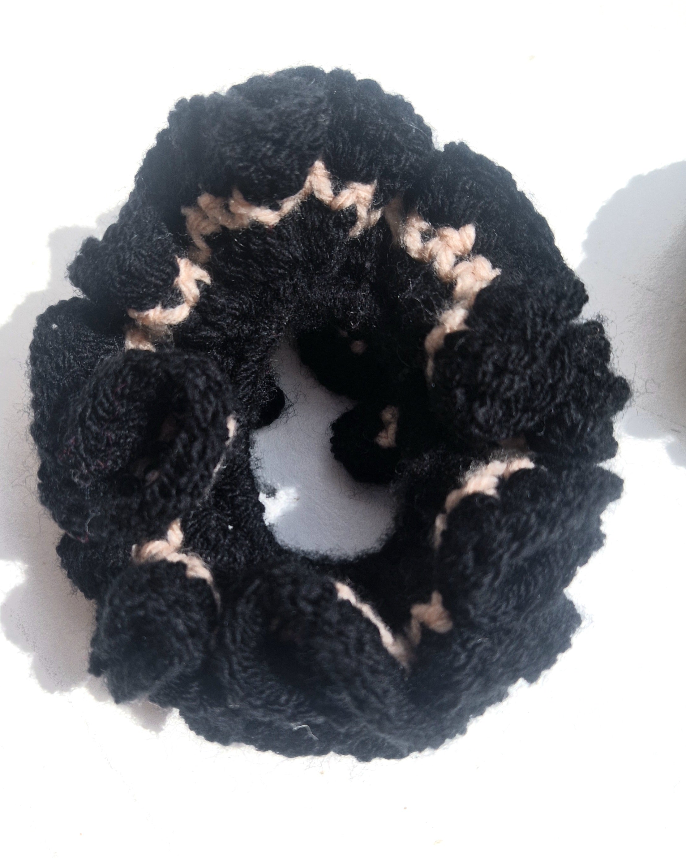 Medium Chunky Black and Pink Scrunchie