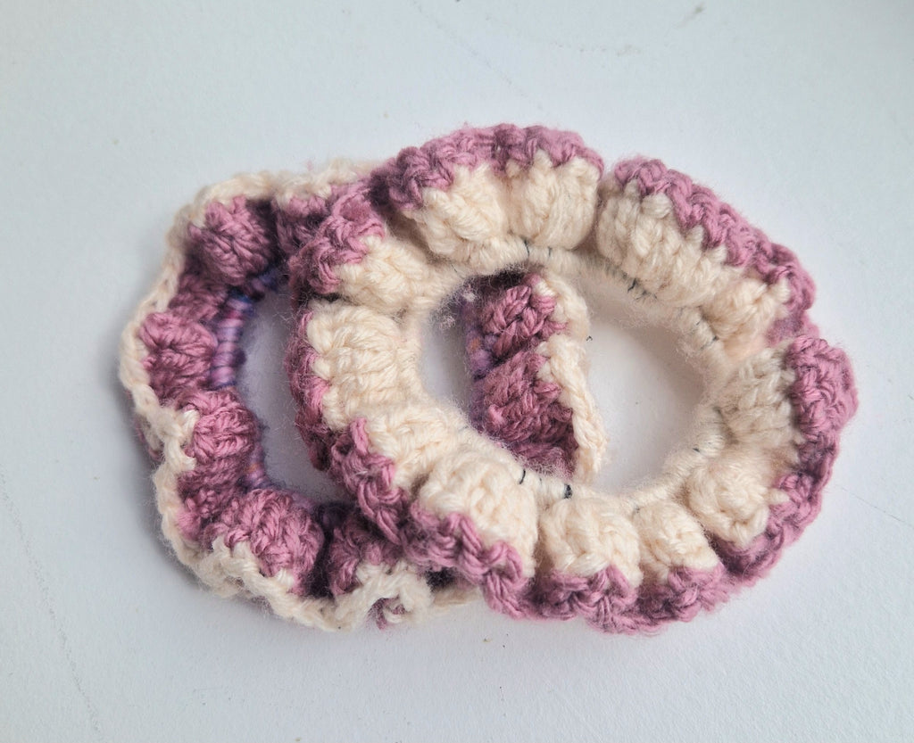 Small Cute Cream and Pink Scrunchies Set