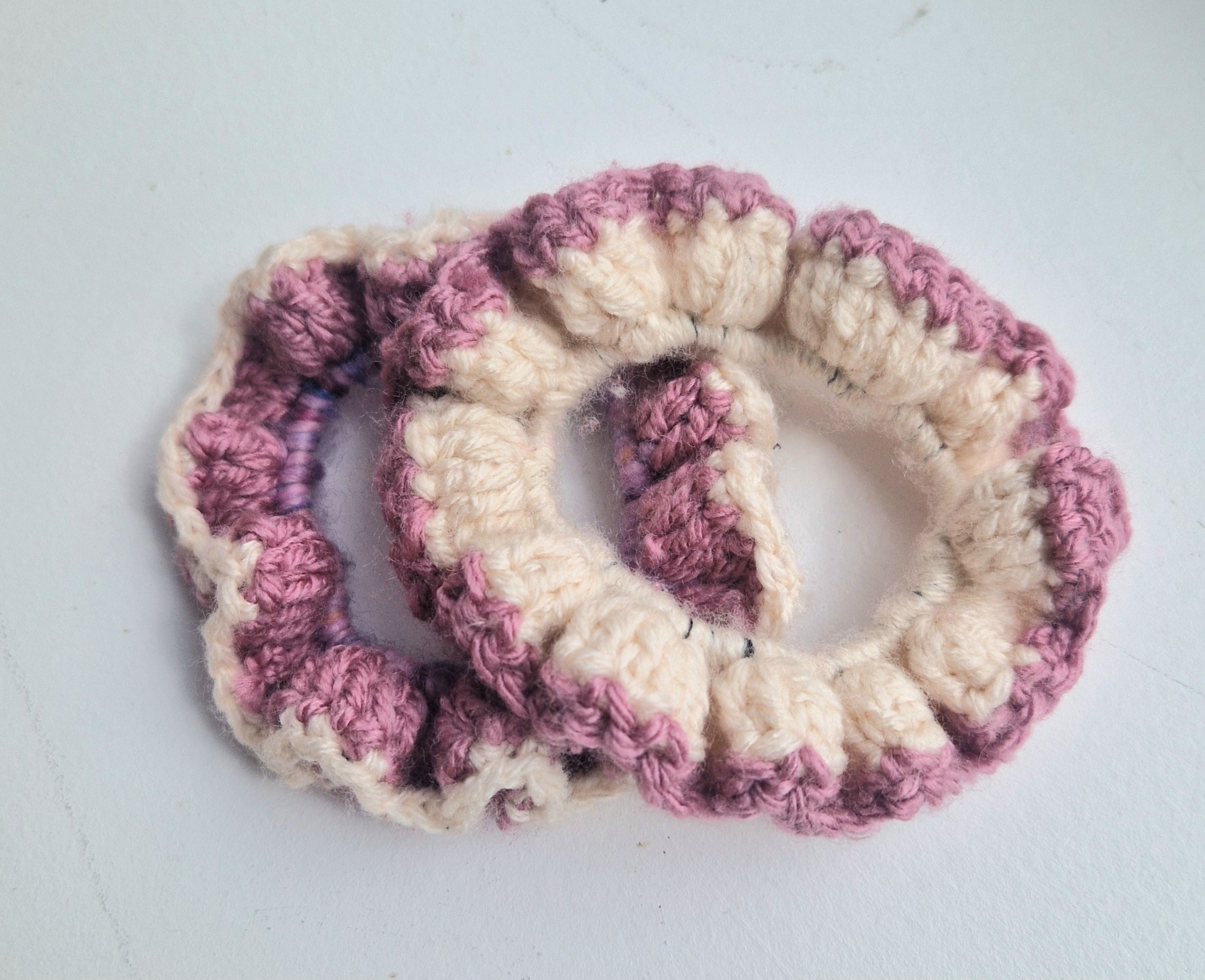 Small Cute Cream and Pink Scrunchies Set