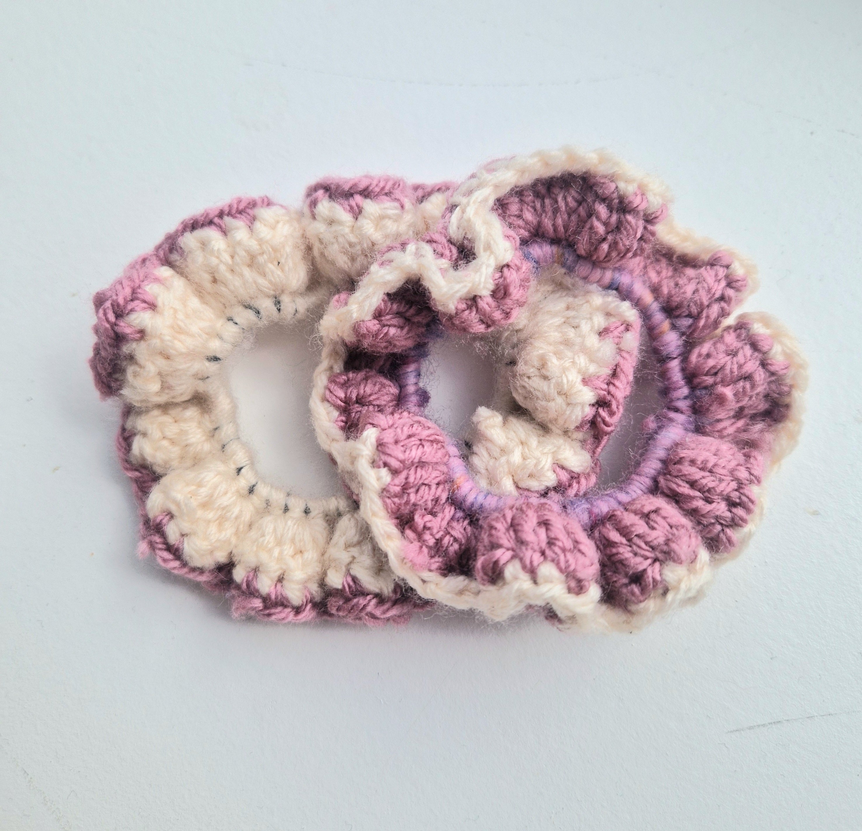 Small Cute Cream and Pink Scrunchies Set