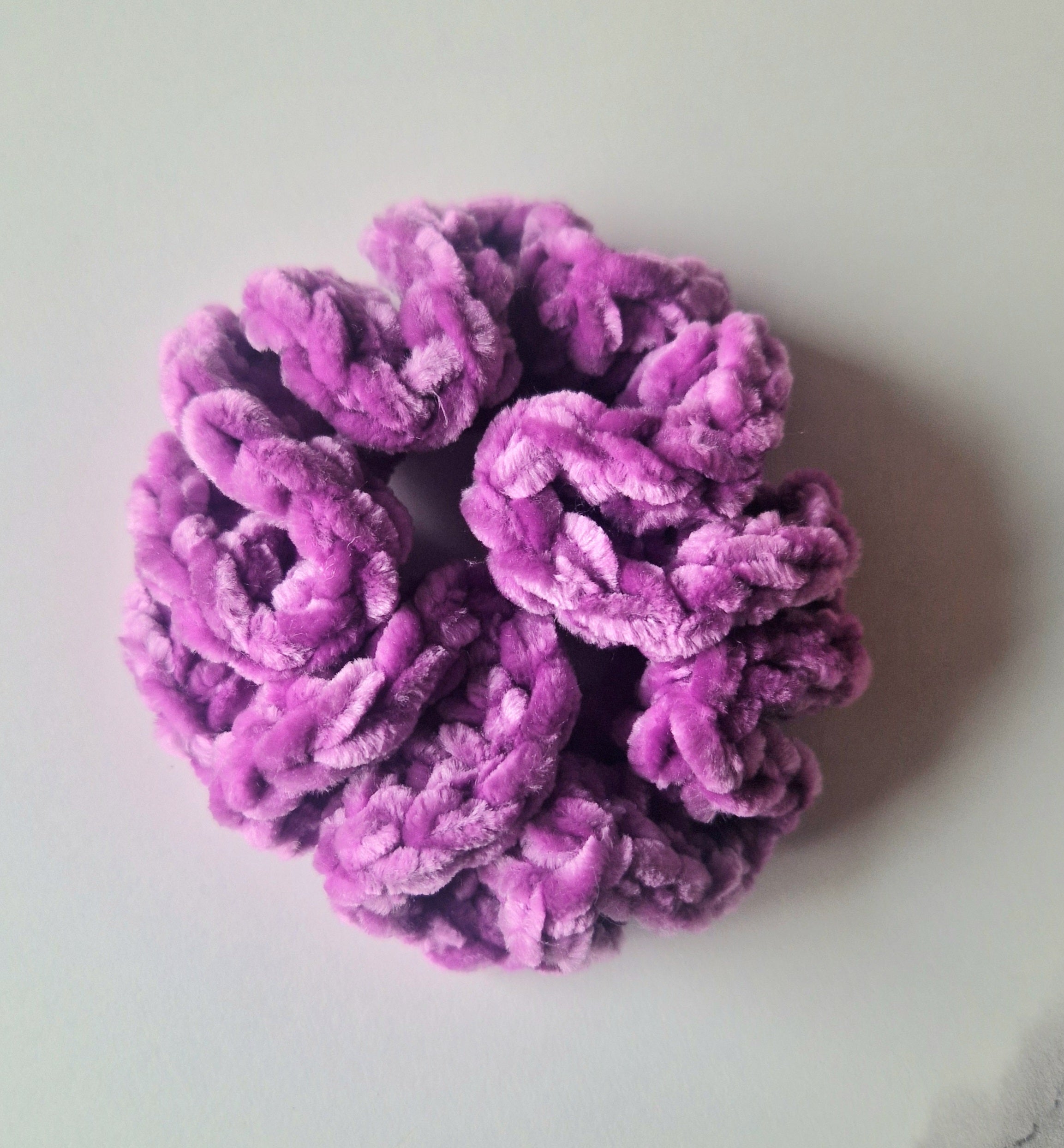 Fluffy Crochet Scrunchie Purple