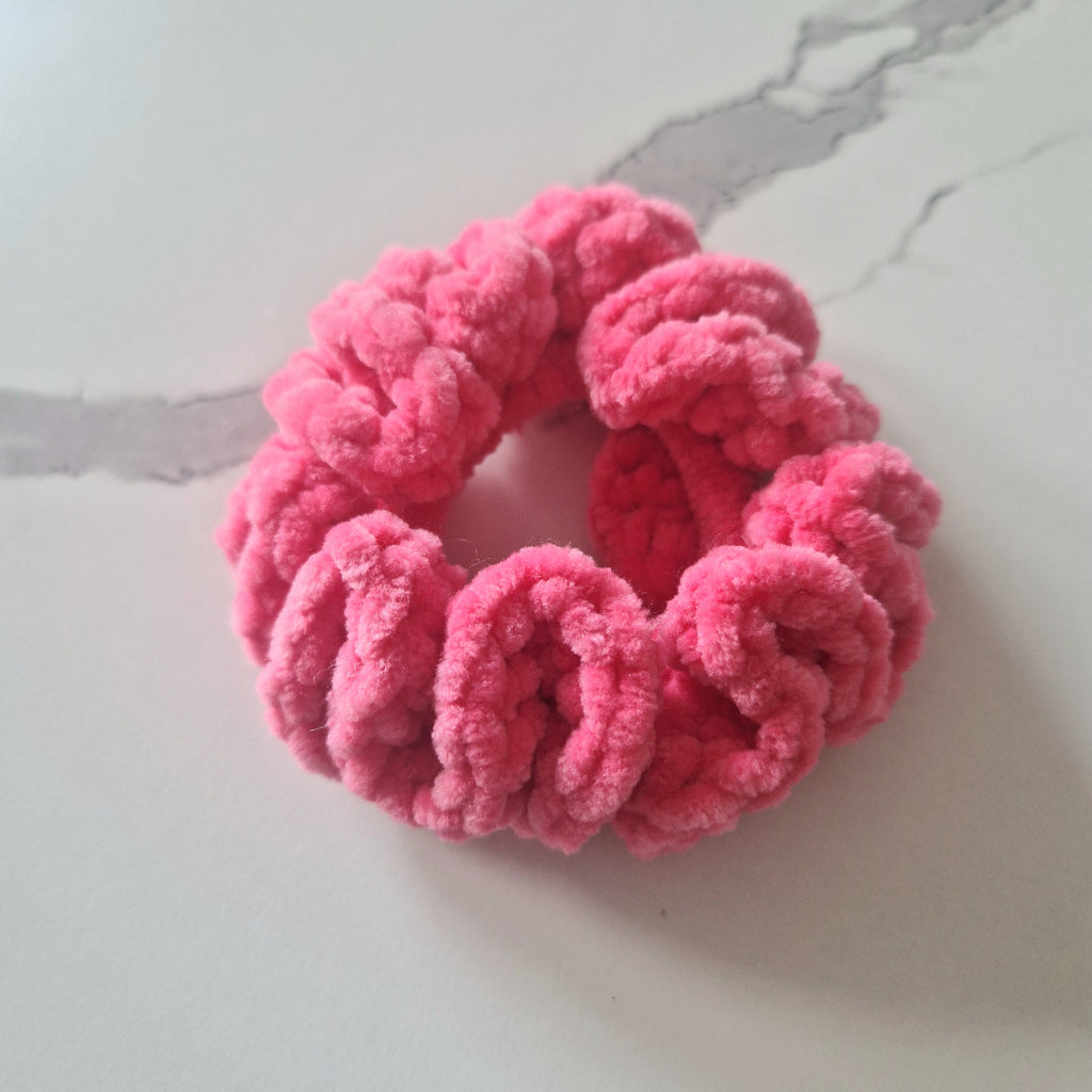 Fluffy Crochet Scrunchie Pink