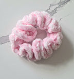 Fluffy Crochet Scrunchie Pink and White