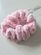 Fluffy Crochet Scrunchie Pink and White