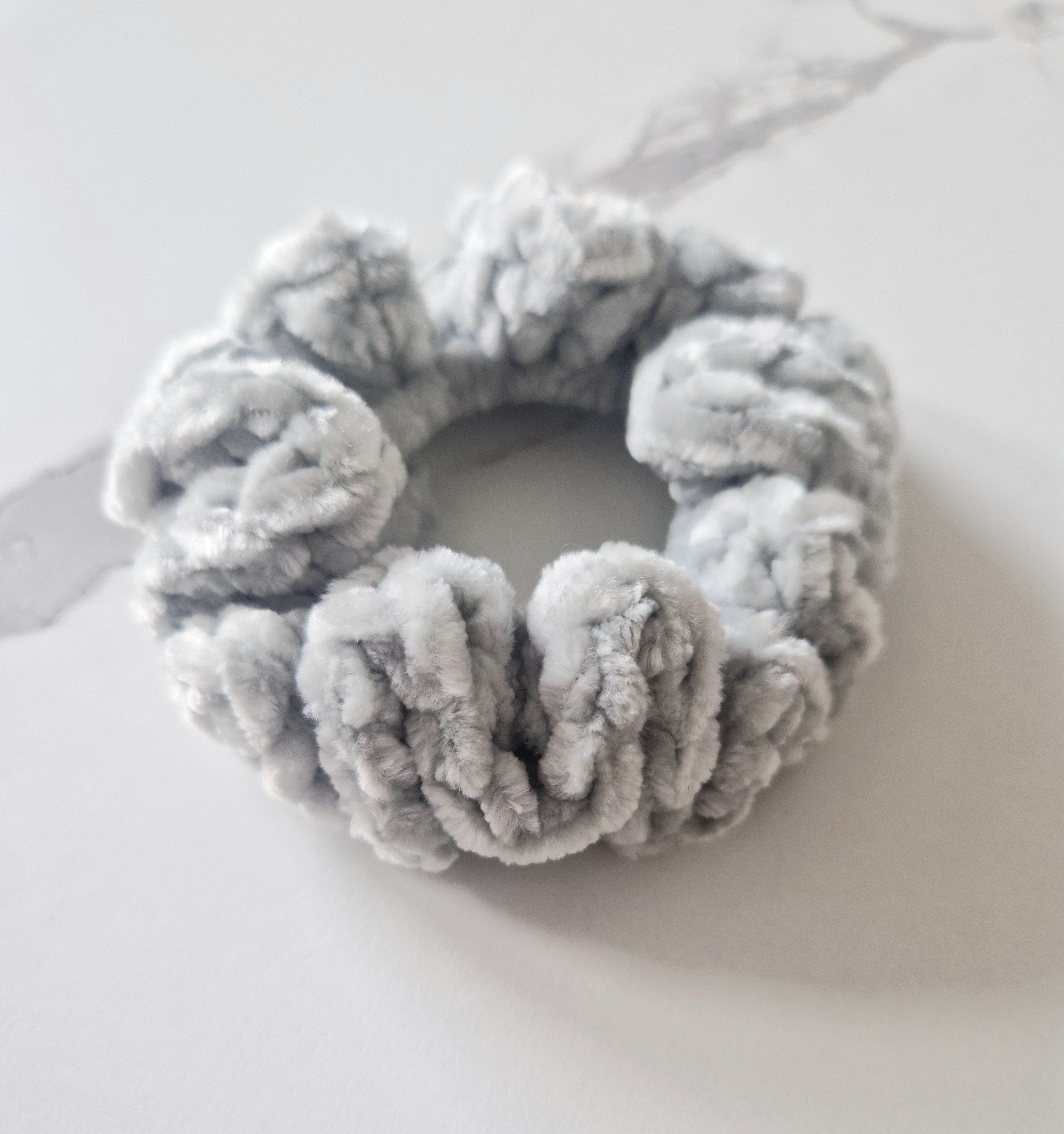 Fluffy Crochet Scrunchie Green