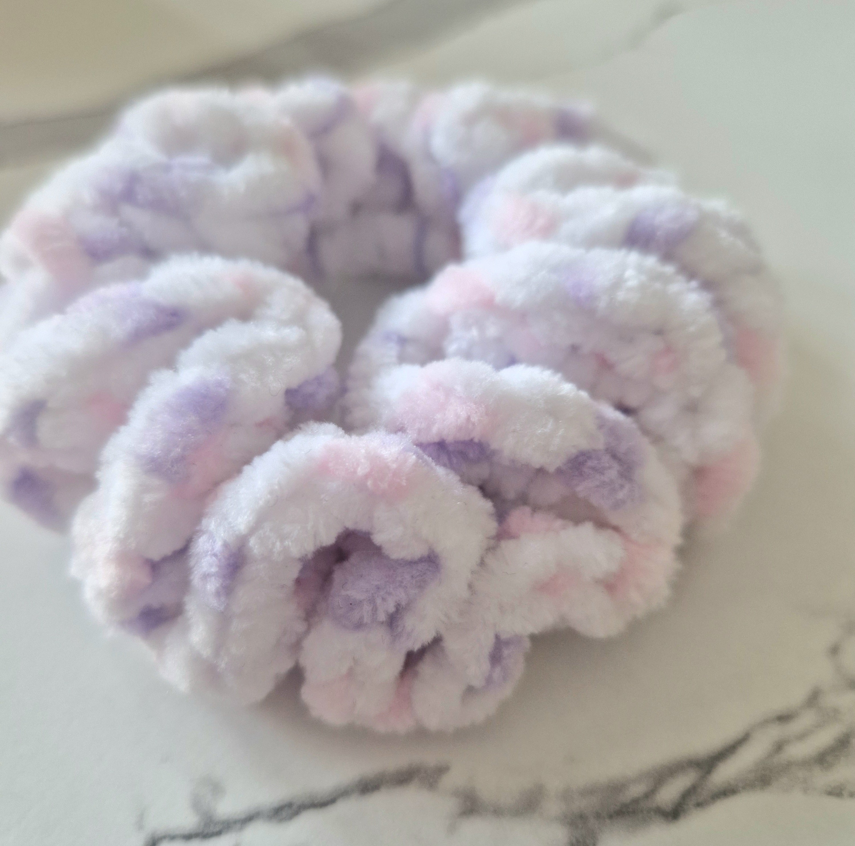 Fluffy Crochet Scrunchie Multicoloured Purple