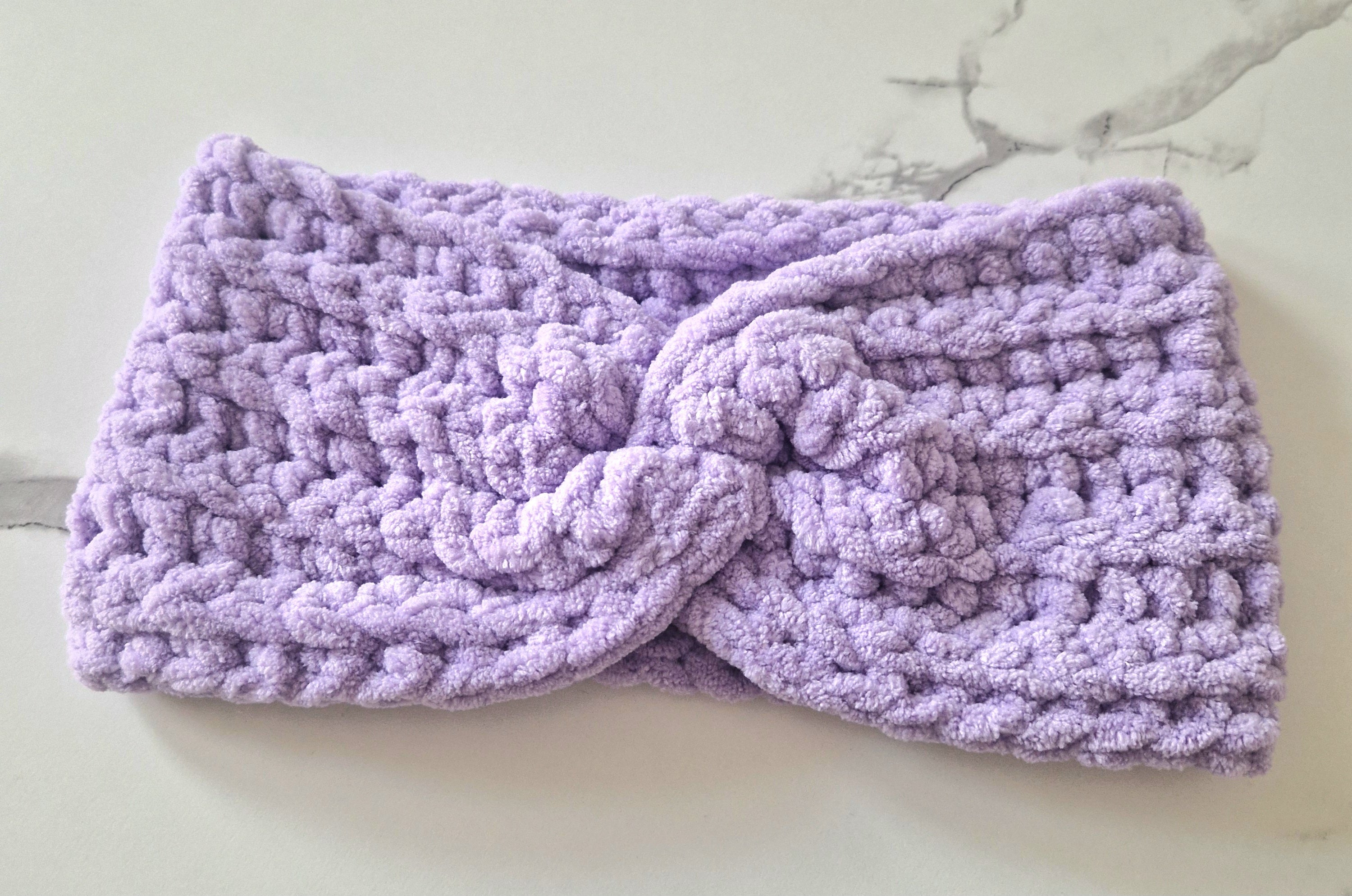 Cute Purple Crochet Chunky Ear Warmers