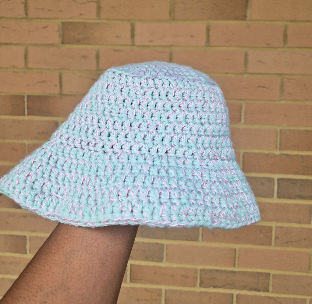 90's Inspired Blue, Purple And Pink Bucket Hat