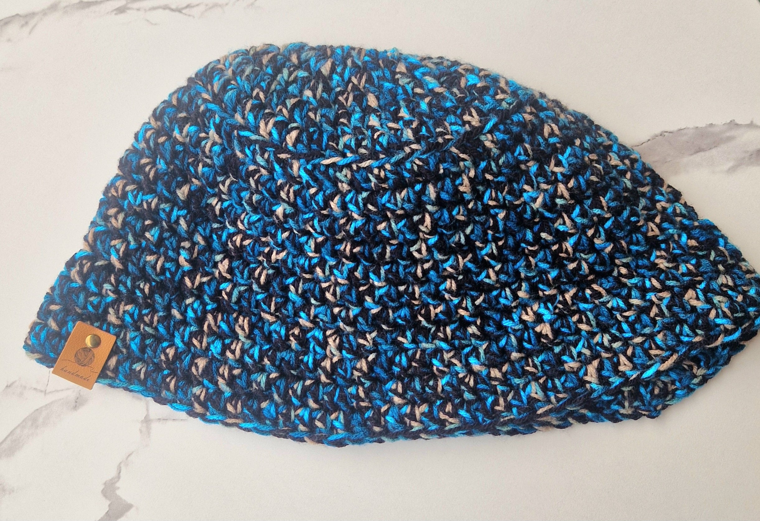 90's Inspired Blue and Black Crochet Bucket Hats