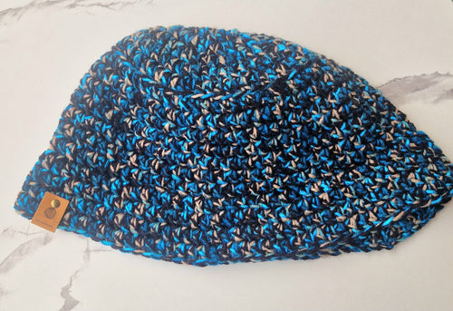 90's Inspired Blue and Black Crochet Bucket Hats