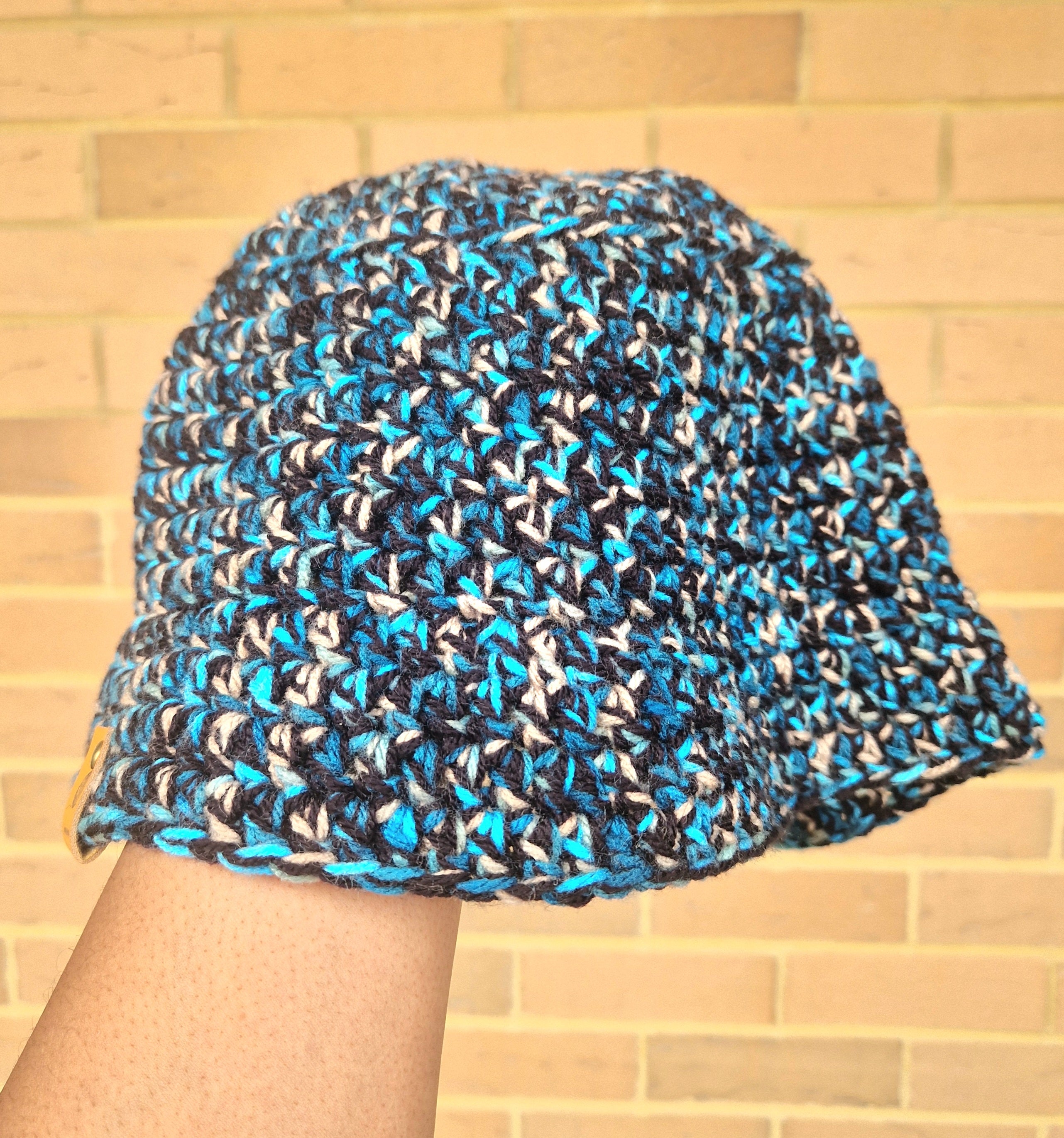 90's Inspired Blue and Black Crochet Bucket Hats