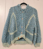 Blue Chunky Hooded Cardigan