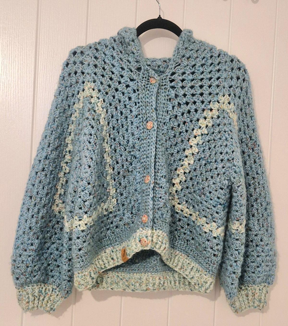 Blue Chunky Hooded Cardigan