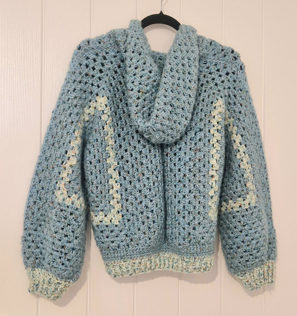Blue Chunky Hooded Cardigan
