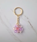 Purple Pink Flower Beaded Keychain Small