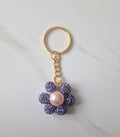 Purple Crystal Flower Beaded Keychain Medium