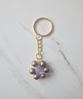 Brown Beaded Flower Keychain Small
