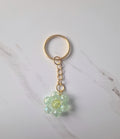 Green Beaded Flower Keychain Small