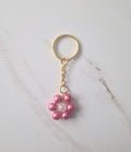 Pink Faux Pearl Flower Beaded Keychain