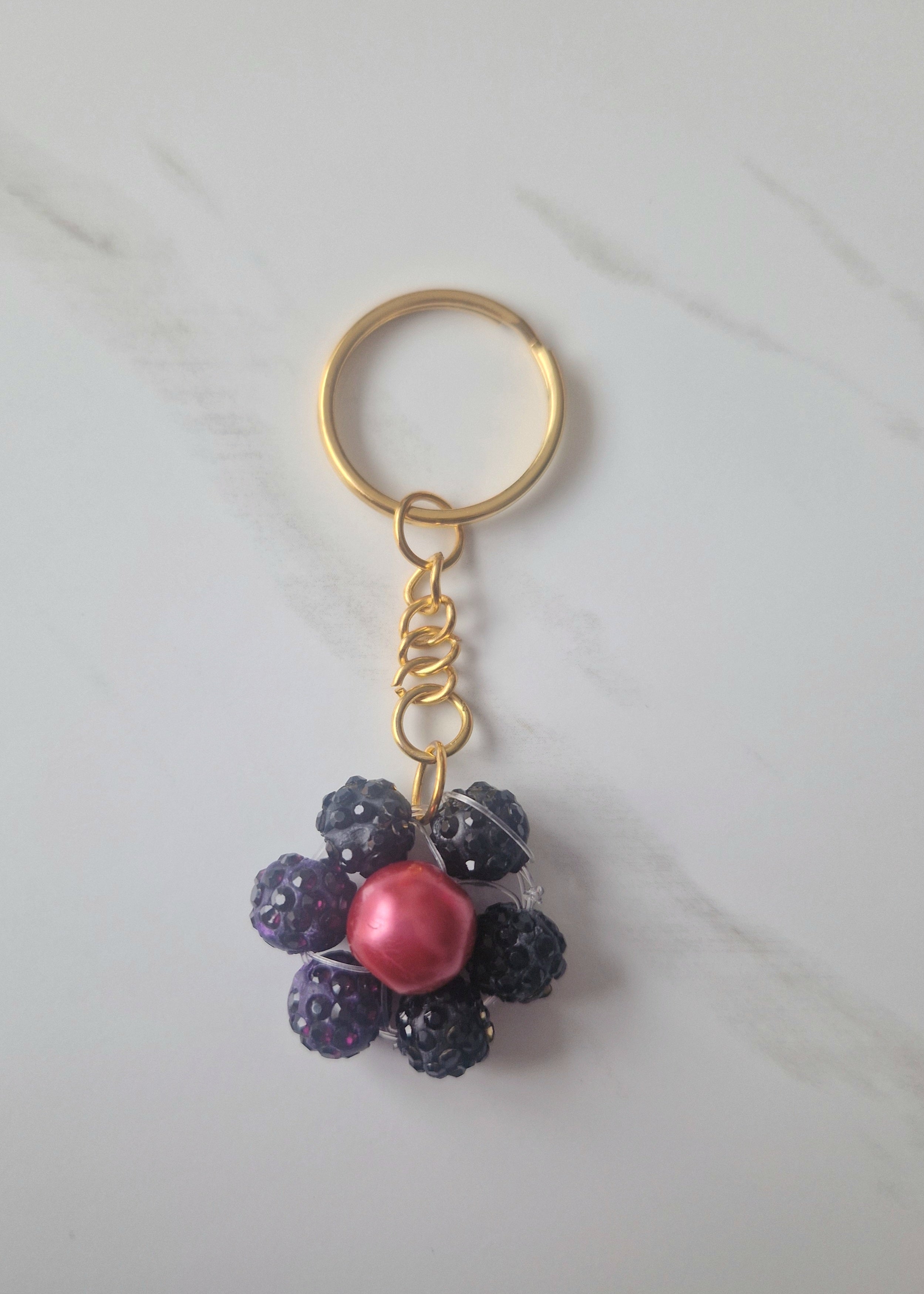 Sparkly Flower Beaded Keychain Medium