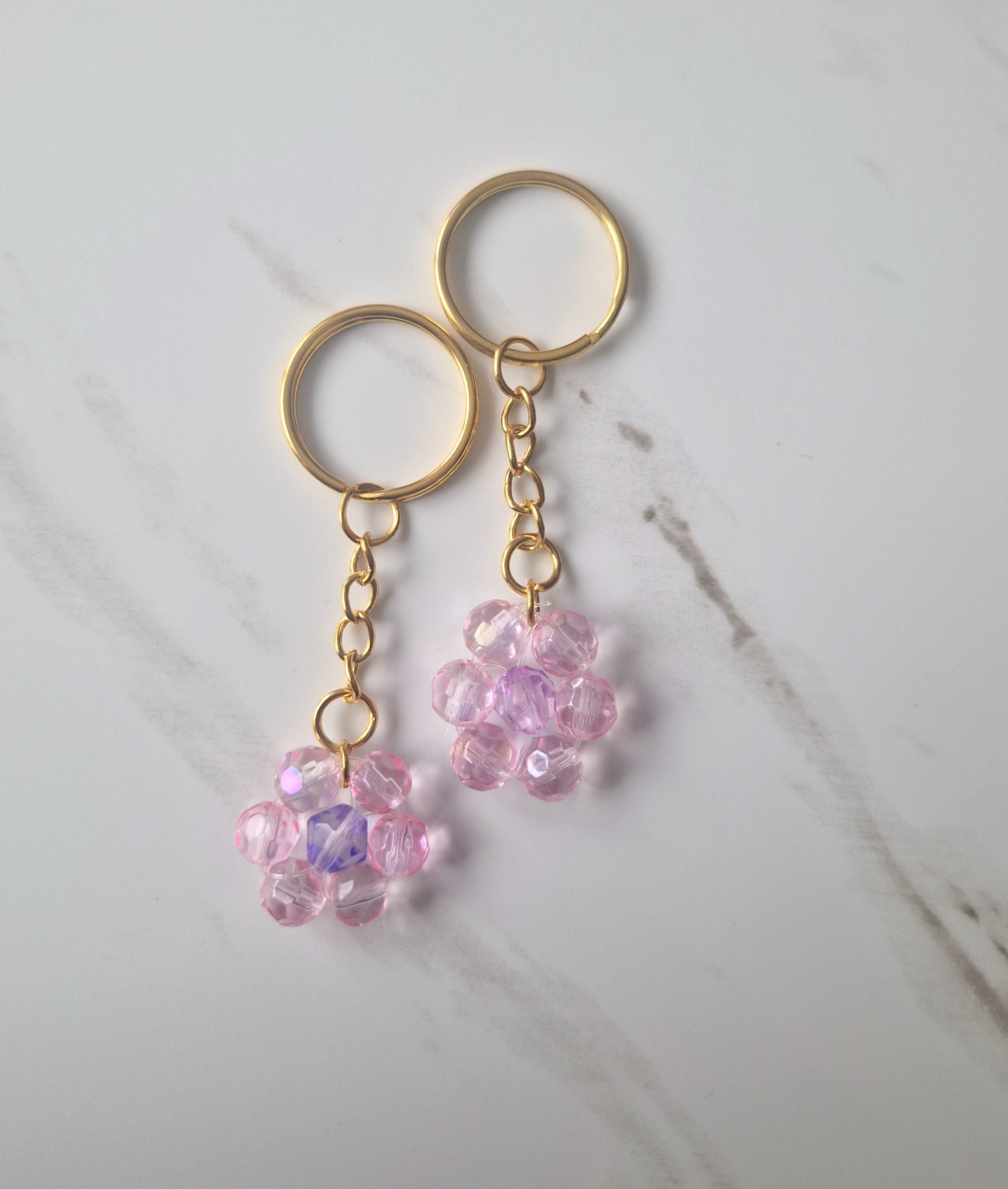 Cute shiny Flower beaded Keychain Small