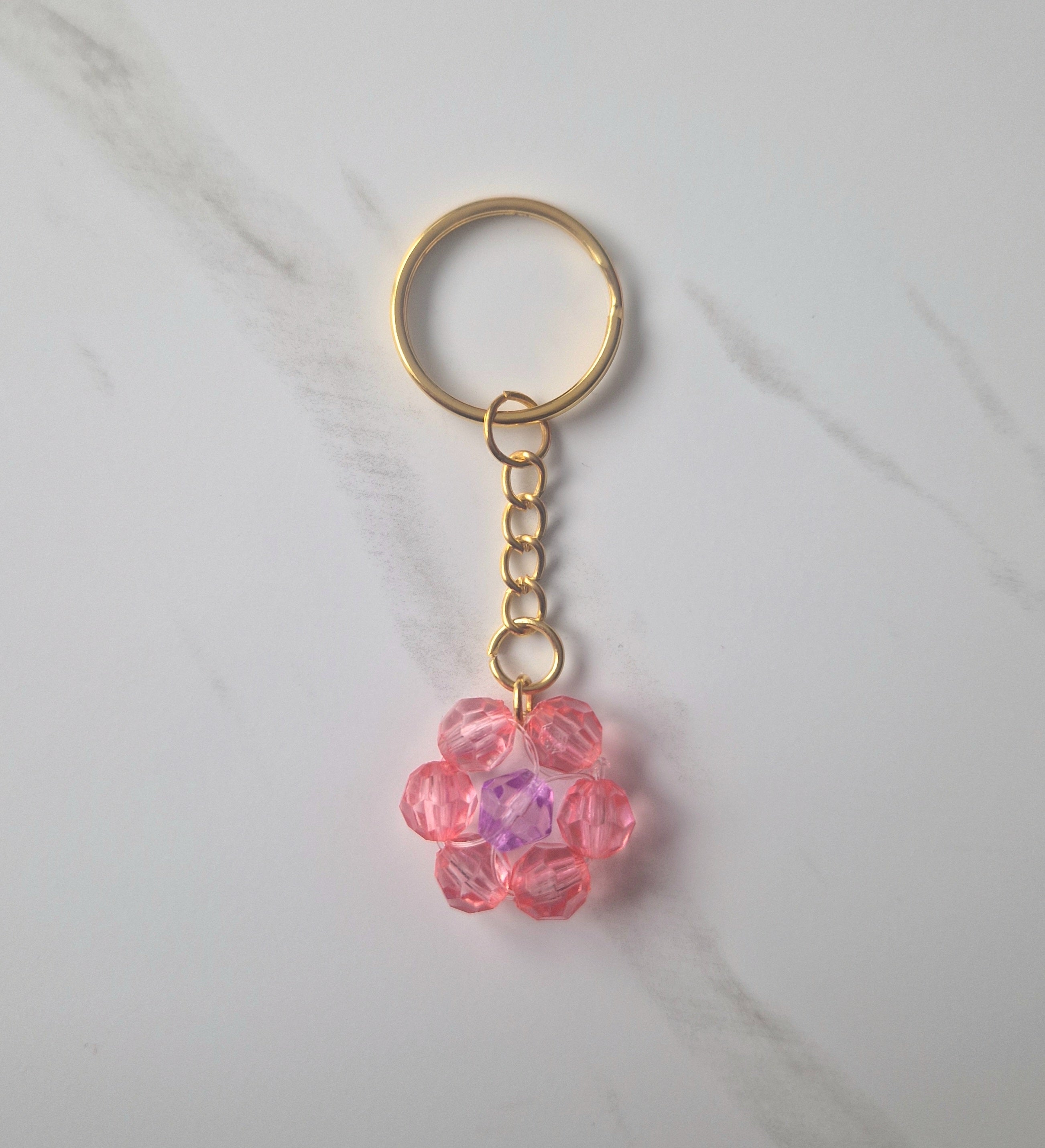 Pretty Beaded Flower Keychain Small